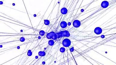 抽象蓝色挥动三维网格或网格的脉动几何物体。 用作抽象电子游戏。 蓝色几何